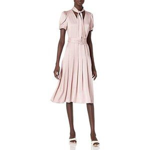 KARL Lagerfeld Paris Dresses Women's Satin Crepe Tie Neck Midi